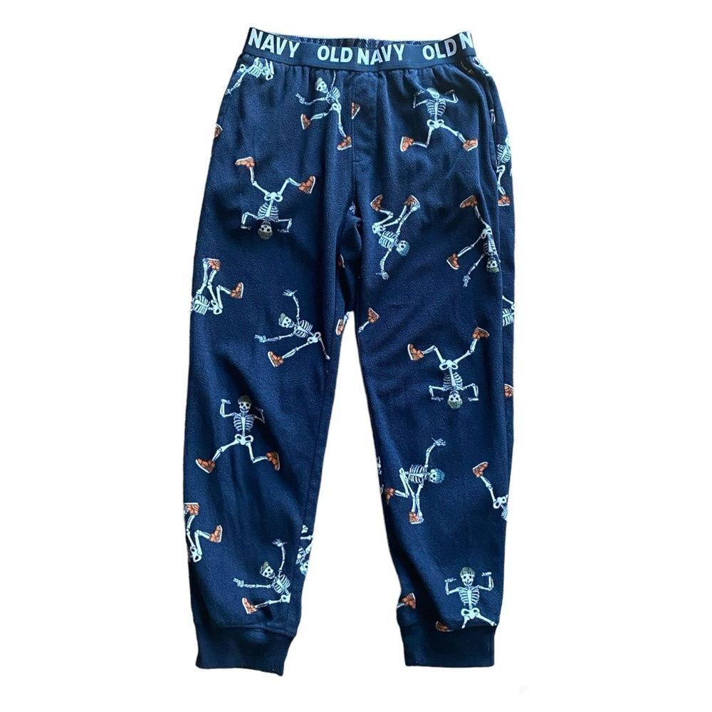 Old Navy Fleece Pajama Pants Navy Blue Skeleton Medium Boys